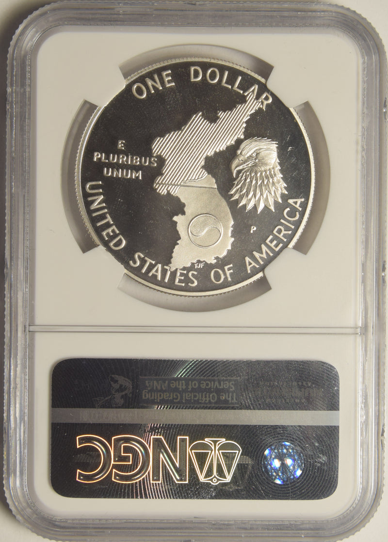 1991-P Korean War Dollar . . . . NGC Gem Proof Ultra Cameo John M. Mercanti Autograph, 12th Chief Engraver