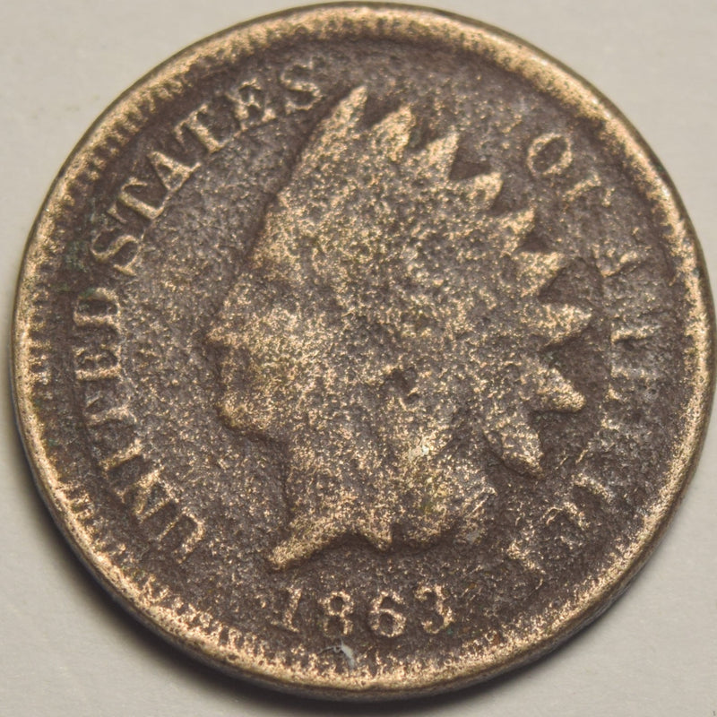 1863 Copper-Nickel Indian Cent . . . . VG heavy corrosion