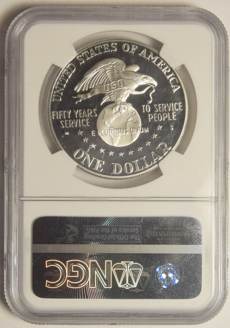 1991-S USO Dollar . . . . NGC Gem Proof Ultra Cameo John M. Mercanti Autograph, 12th Chief Engraver