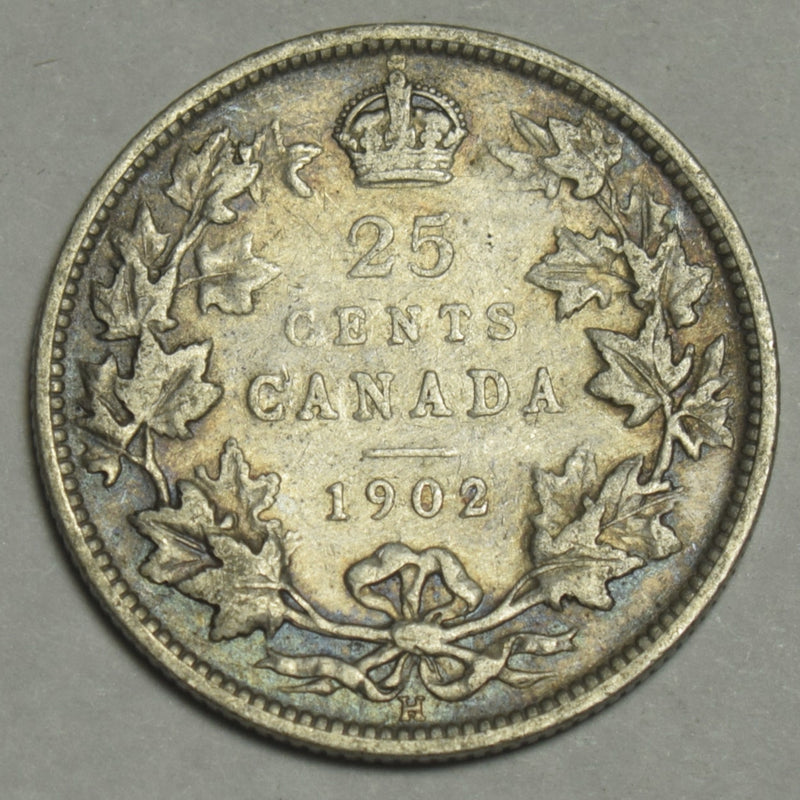 1902 H Canadian Quarter Fine/VF