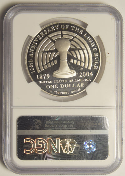 2004-P Thomas Edison Dollar . . . . NGC Gem Proof Ultra Cameo John M. Mercanti Autograph, 12th Chief Engraver