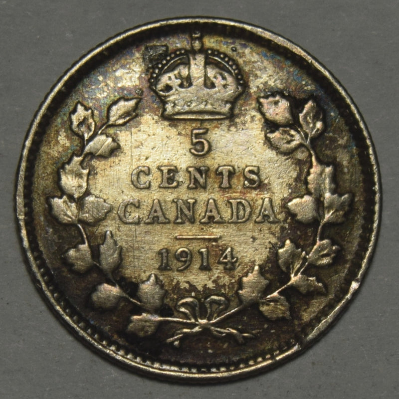 1914 Canadian 5 Cents VF/XF