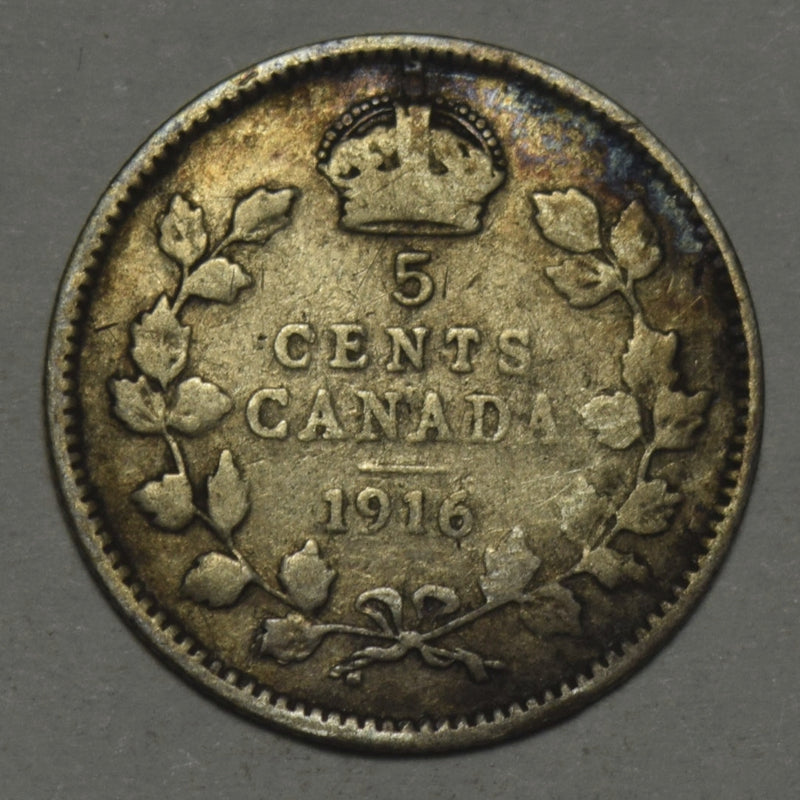 1916 Canadian 5 Cents Fine