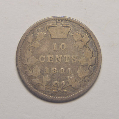 1891 Canadian 10 Cents Very Good