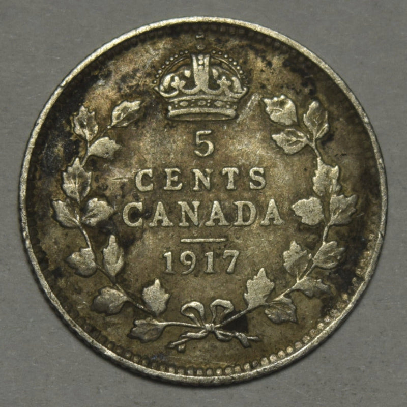 1917 Canadian 5 Cents Very Fine