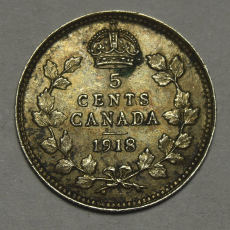 1918 Canadian 5 Cents Extremely Fine