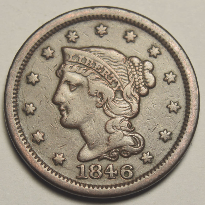 1846 Small Date Braided Hair Large Cent Choice About Uncirculated