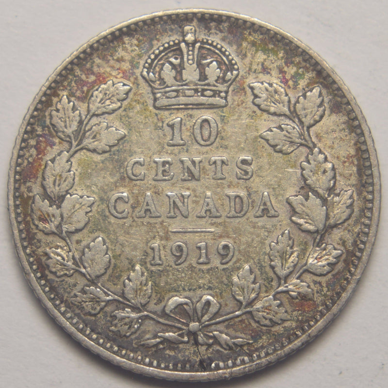 1919 Canadian 10 Cents VF/XF