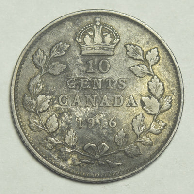 1916 Canadian 10 Cents Extremely Fine