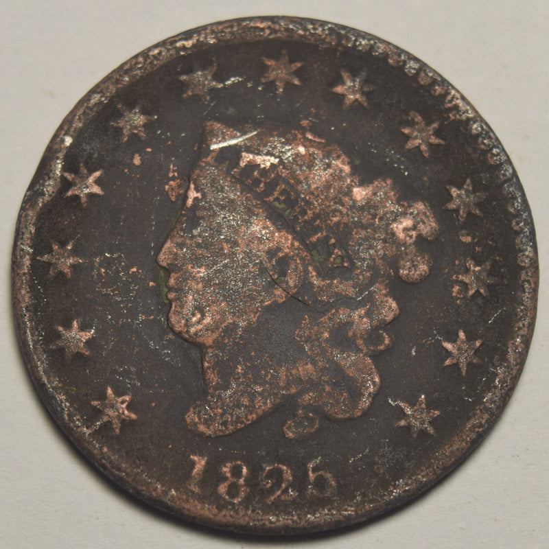 1825 Matron Head Large Cent . . . . VG badly corroded