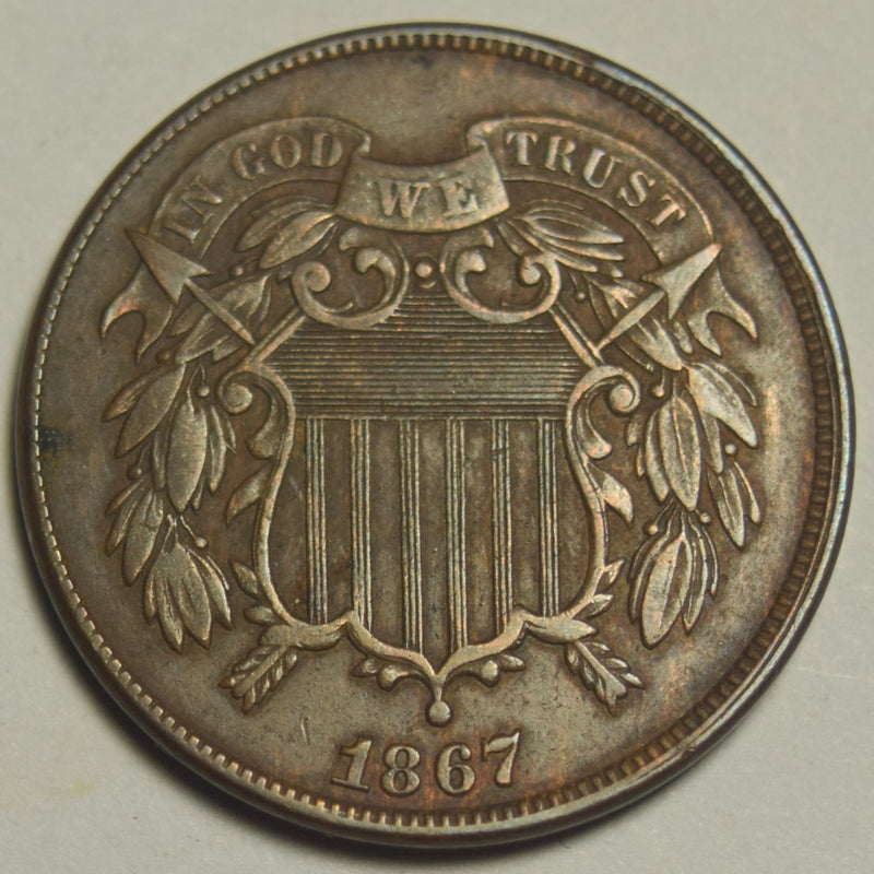 1867 Two Cent Piece . . . . Choice About Uncirculated