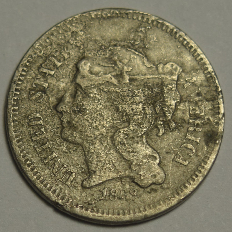 1868 Nickel Three Cent Piece . . . . Fine rough