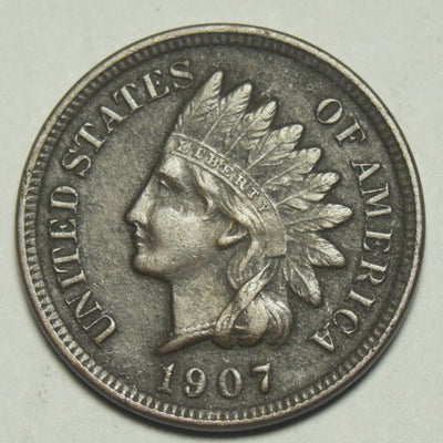 1907 Indian Cent XF corrosion