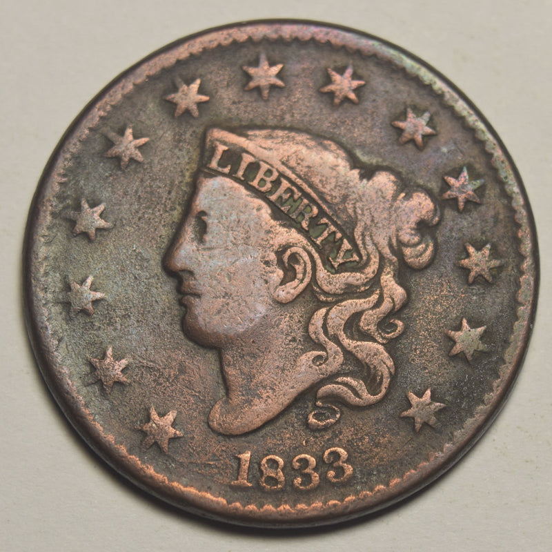 1833 Matron Head Large Cent . . . . Fine