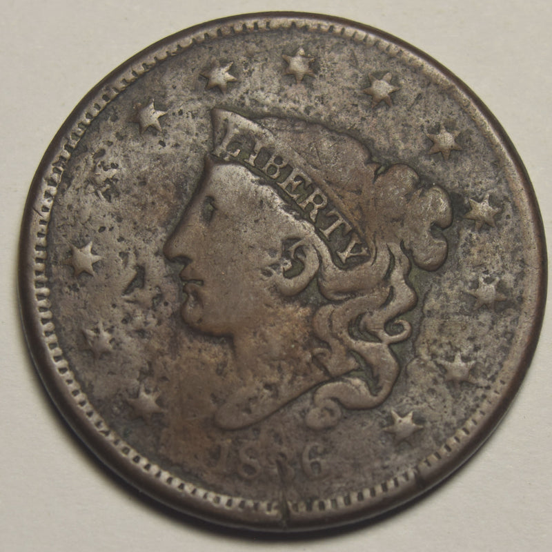 1836 Matron Head Large Cent . . . . Fine rough