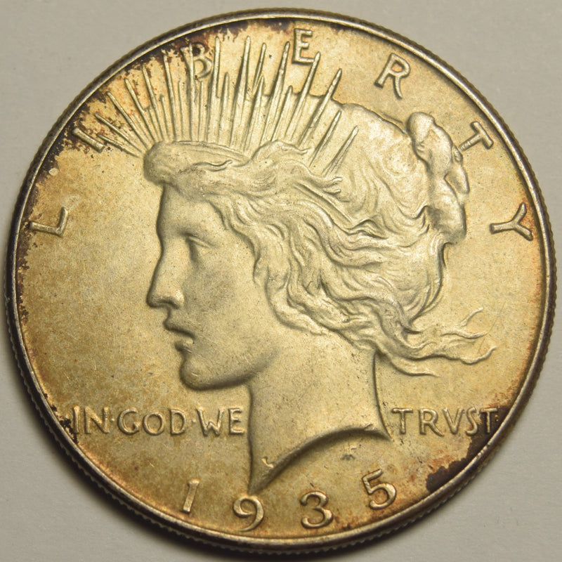 1935 Peace Dollar Choice BU Toned