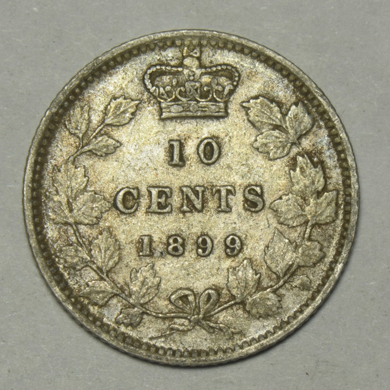 1899 Small 9 Canadian 10 Cents XF/AU