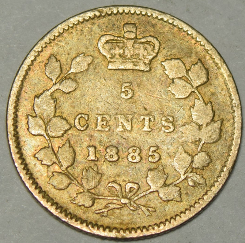 1885 Small 5 Canadian 5 Cents . . . . VG/Fine