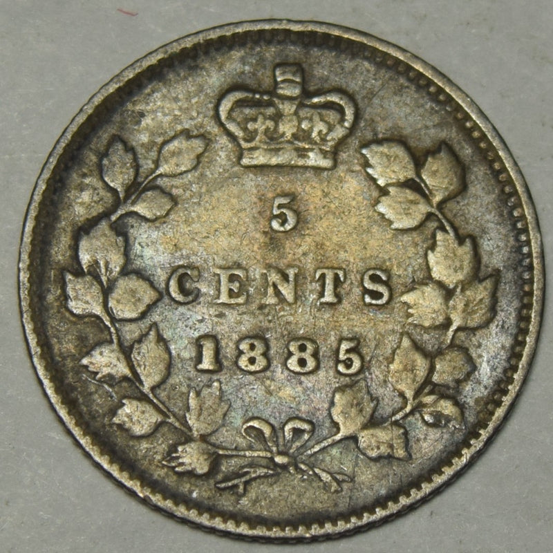 1885 Small 5 Canadian 5 Cents . . . . Fine