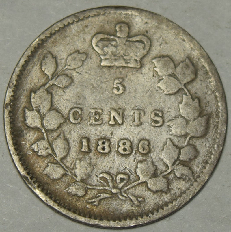 1886 Small 6 Canadian 5 Cents . . . . Very Good