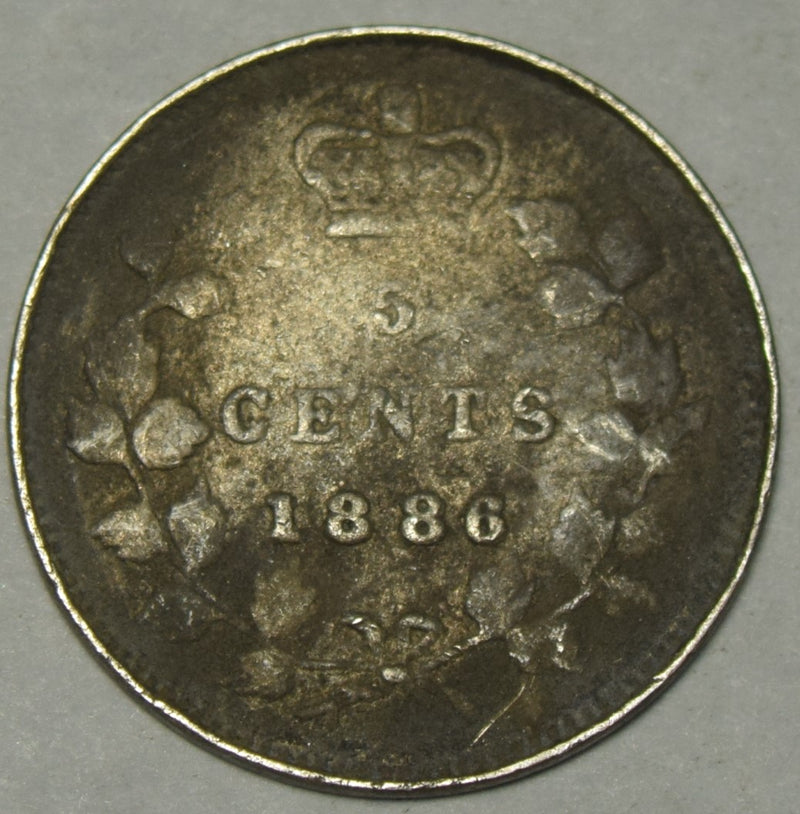 1886 Small 6 Canadian 5 Cents . . . . Fine