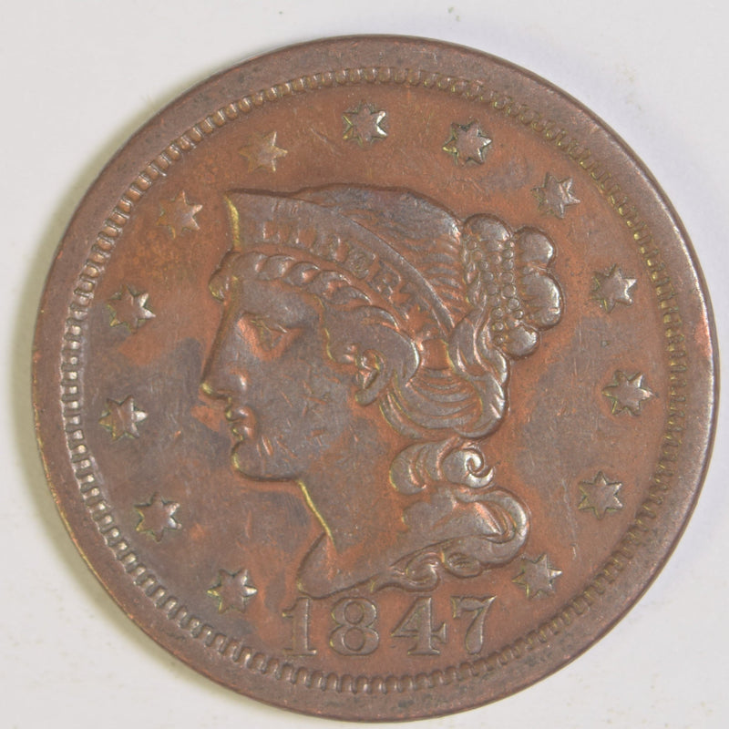 1847 Braided Hair Large Cent . . . . VF/XF