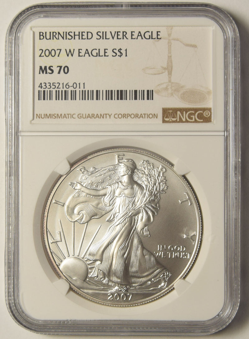 2007-W Burnished Silver Eagle . . . . NGC MS-70