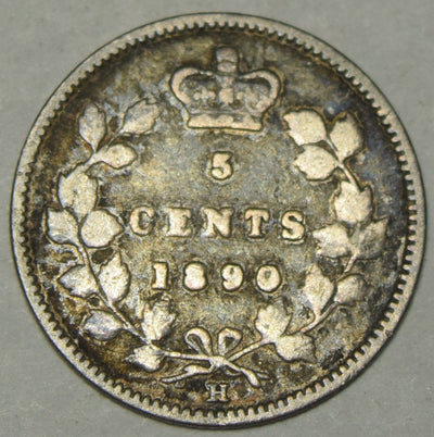 1890-H Canadian 5 Cents VG/Fine