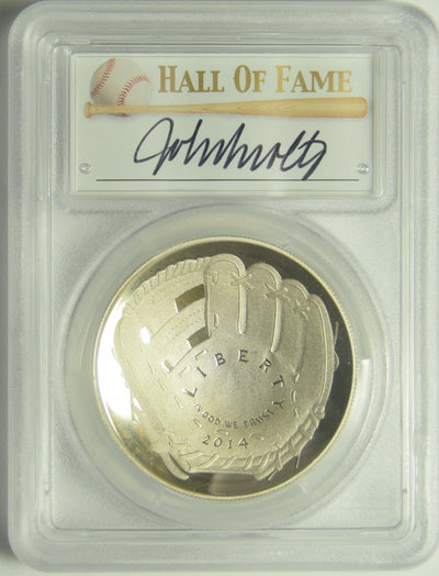 2014 Baseball Hall of Fame Silver Dollar . . . . PCGS PR-70 DCAM John Smoltz Autograph