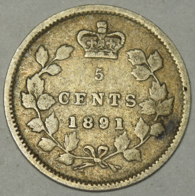 1891 Canadian 5 Cents Fine