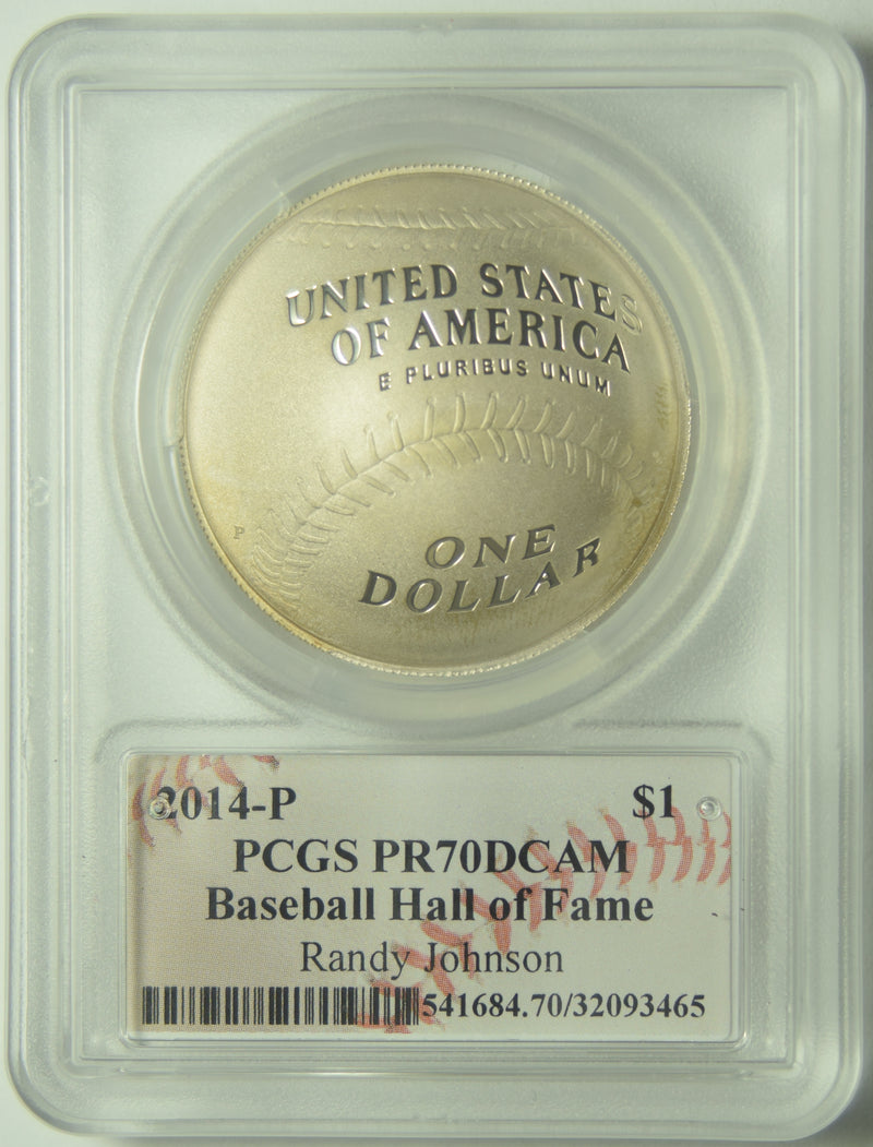 2014 Baseball Hall of Fame Silver Dollar . . . . PCGS PR-70 DCAM Randy Johnson Autograph