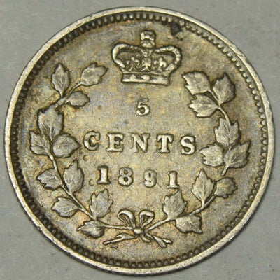 1891 Canadian 5 Cents Very Fine