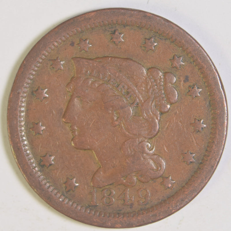 1849 Braided Hair Large Cent . . . . Extremely Fine