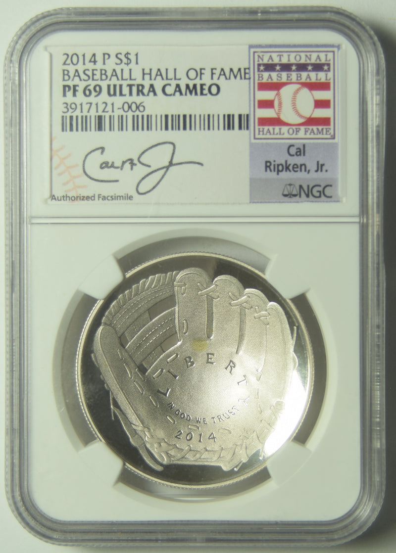 2014 Baseball Hall of Fame Silver Dollar . . . . NGC PF-69 Ultra Cameo Cal Ripken, Jr. Autograph