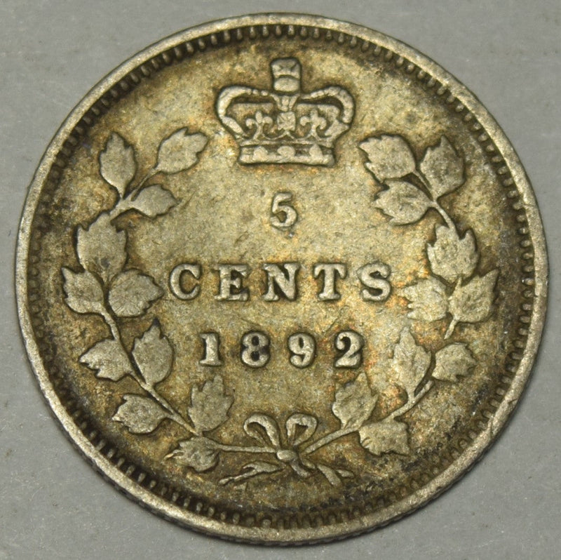 1892 Canadian 5 Cents Fine