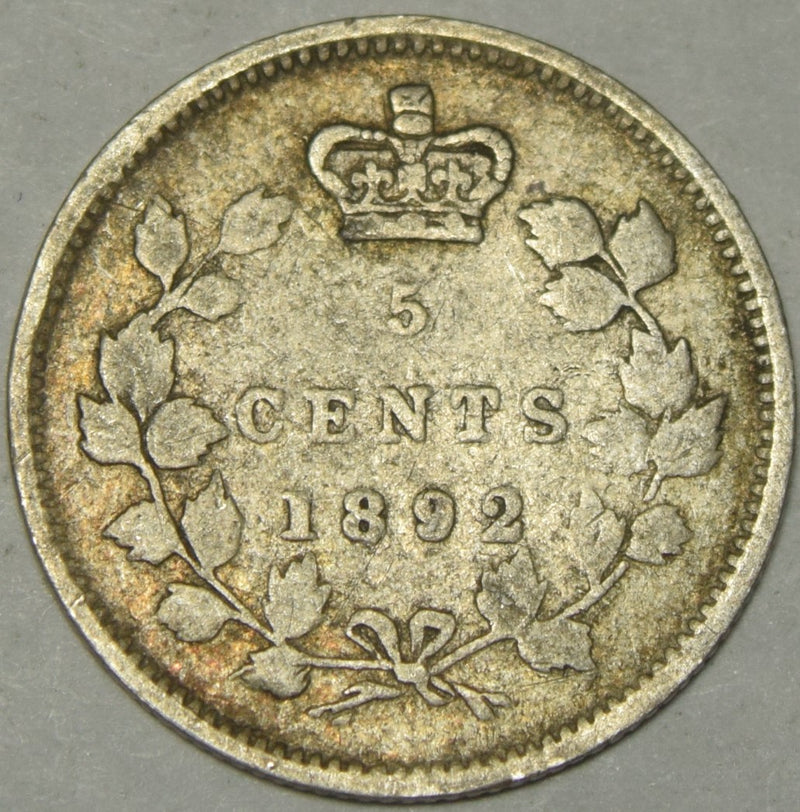 1892 Canadian 5 Cents Very Fine