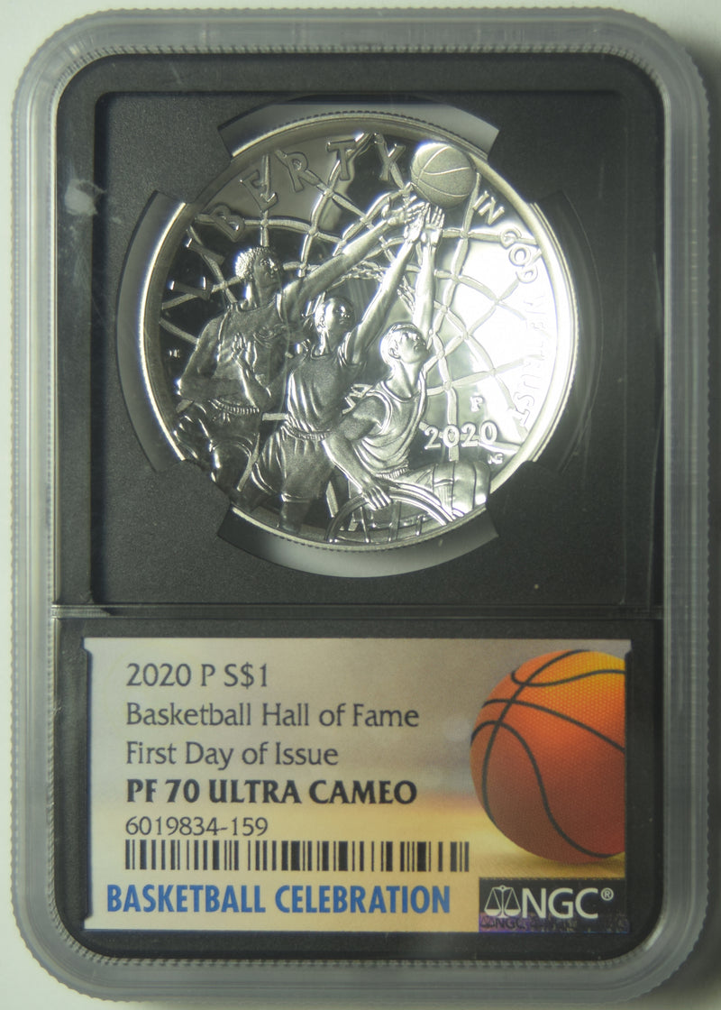 2020 Basketball Hall of Fame Silver Dollar . . . . NGC PF-70 Ultra Cameo First Day of Issue Basketball Celebration