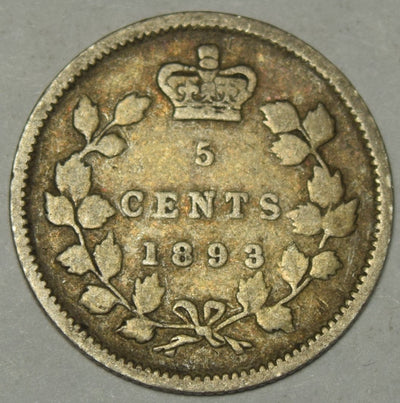 1893 Canadian 5 Cents Fine