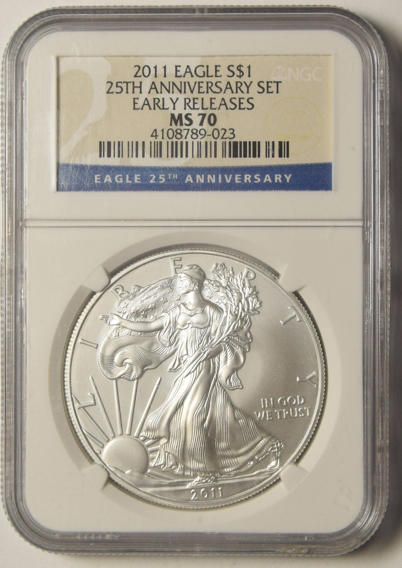 2011 Silver Eagle NGC MS-70 Early Releases 25th Anniversary Set