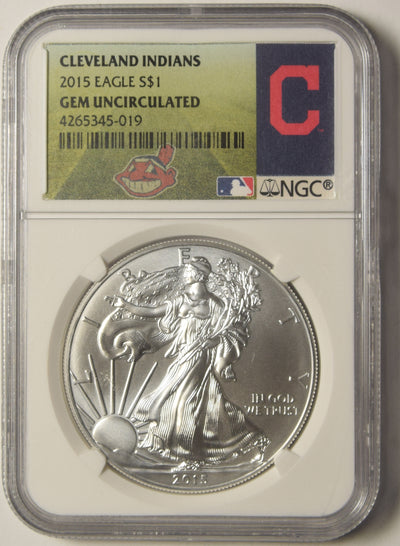 2015 Silver Eagle NGC Gem Uncirculated Cleveland Indians