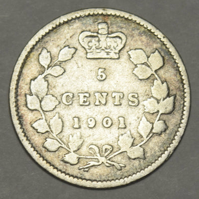 1901 Canadian 5 Cents Fine