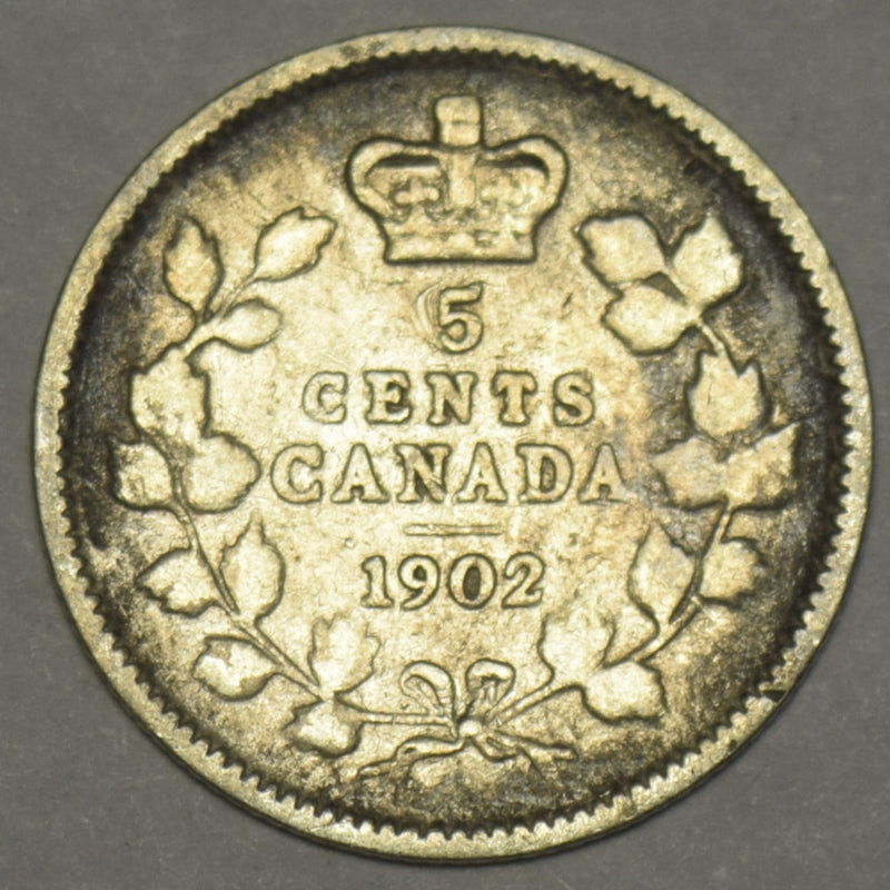 1902 Canadian 5 Cents Very Good