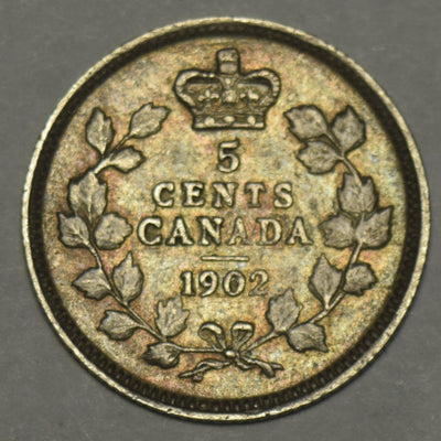 1902 Canadian 5 Cents VF/XF