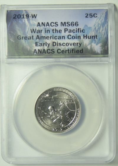 2019-W War In The Pacific Quarter ANACS MS-66 Great American Coin Hunt Early Discovery