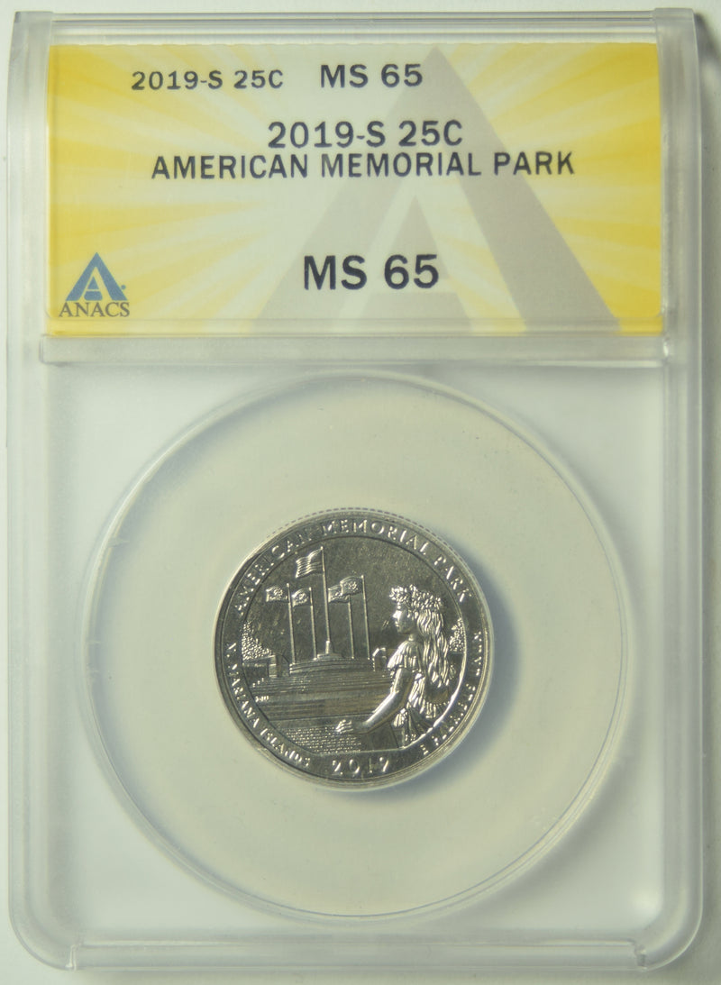 2019-S American Memorial Park Quarter ANACS MS-65