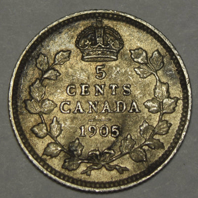 1905 Canadian 5 Cents Very Fine