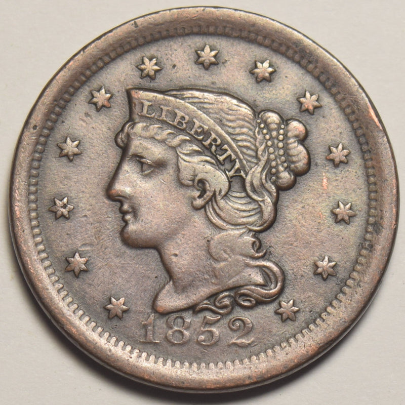 1852 Braided Hair Large Cent . . . . XF/AU