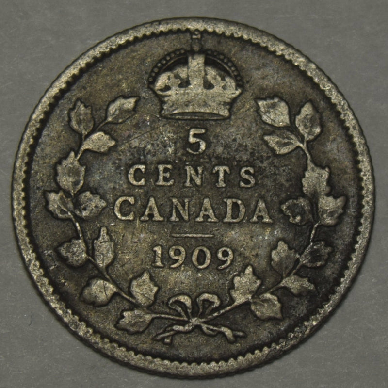 1909 Canadian 5 Cents Very Fine