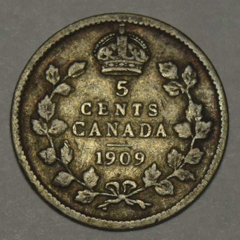 1909 Canadian 5 Cents Extremely Fine