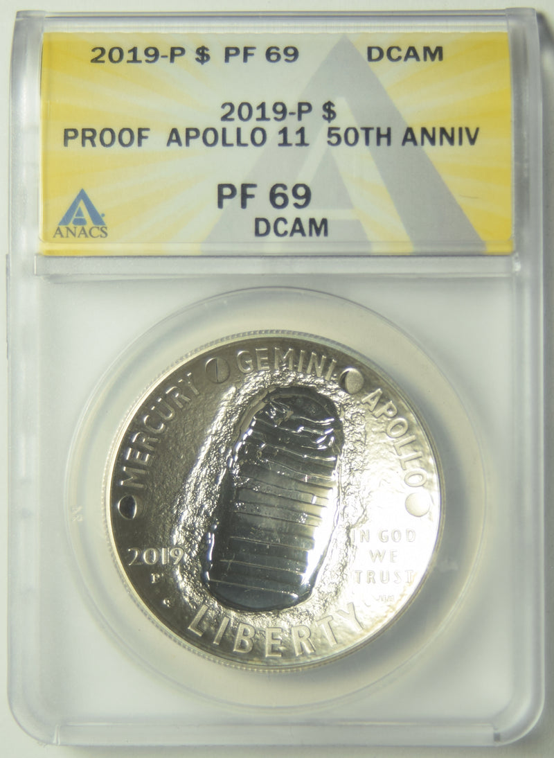 2019-P Apollo 11 Silver Dollar . . . . ANACS PF-69 DCAM Apollo 11 50th Anniversary